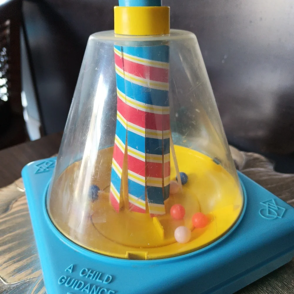 Vintage 70s Child Guidance Developmental Engagement Toy Baby Ball Popper Spinner